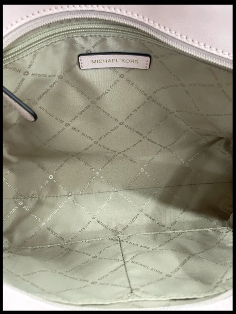 Michael Kors Blush Pink Leather Shoulder Tote with Gold Accent. COA
